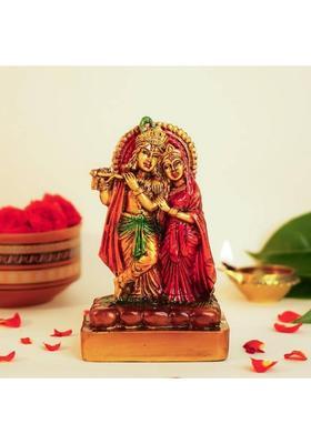 Kalkas Enterprises Small Red Radha Krishna Decorative Showpiece - 13 Cm(Resin Red)