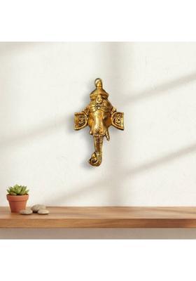 Vidixn Golden Ganesha Wall Hanging For Home & Office Decor Decorative Showpiece - 4 Cm(Metal Gold)