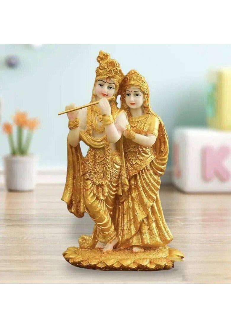 Shree Krishana Traders R.K Statue Decorative Showpiece - 14 Cm(Polyresin Gold) - Indya
