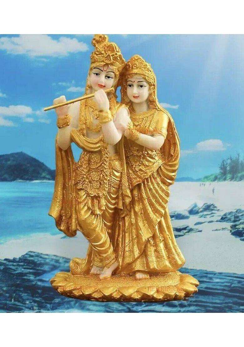 Shree Krishana Traders R.K Statue Decorative Showpiece - 14 Cm(Polyresin Gold) - Indya