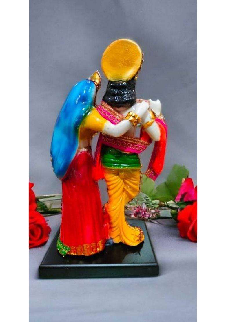 Kalkas Enterprises Decorative Radha Krishna Figurine Handcrafted With Intricate Detailing Decorative Showpiece - 29 Cm(Resin Multicolor) - Indya