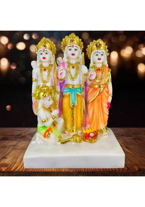 Elegant Lifestyle Goldline Marble Ram Darbar Idol Ram Parivaar Murti Religious Gift Office Home Decorative Showpiece - 20 Cm(Polyresin Multicolor Gold)