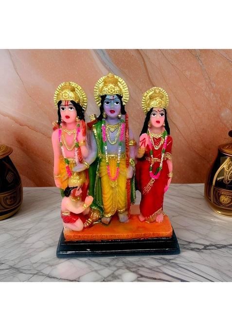 Global Reach Ram Darbar With Sita Laxman And Hanuman Statue For Home And Pooja Room Decorative Showpiece - 12 Cm(Marble Multicolor)