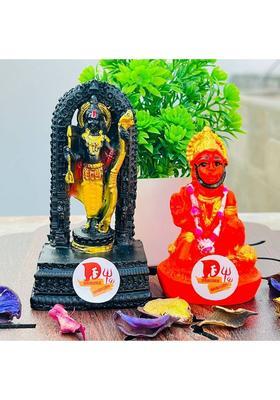 Daridra Bhanjan Best Combo Set Hanuman Ji Idol With Ram Lala Idol Hanuman Murti For Car Decorative Showpiece - 10 Cm(Marble Multicolor)