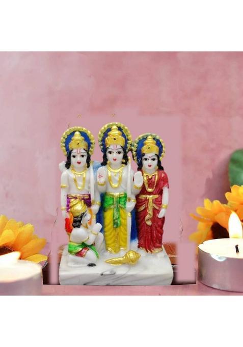 Adiyogi Marble Shri Ram Darbar With Hanuman Ji Ram Darbar Marble Statue Decorative Showpiece - 15 Cm(Marble Multicolor)