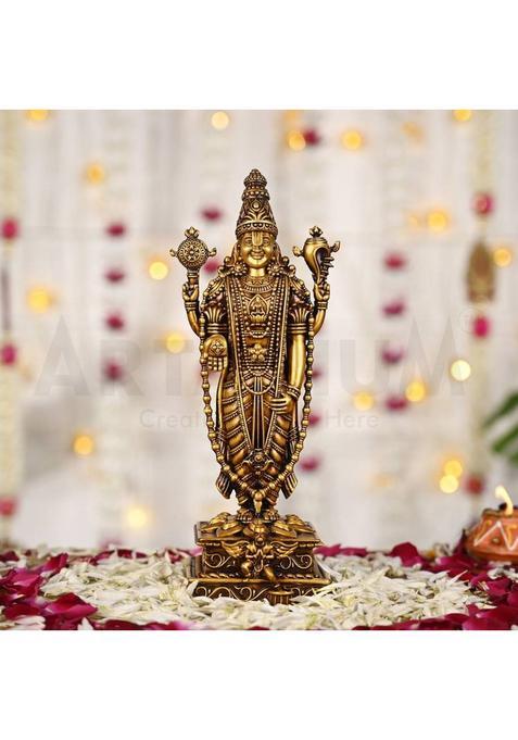 Artarium Car Dashboard Resin Venkatshwar Balaji Idol Home Decor Item Decorative Showpiece - 9.9 Cm(Resin Brown)
