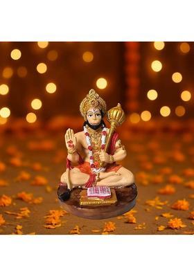 Homesta Premium Hanuman Ji Murti For Mandir Table Desk Home Decor Gift Hanuman Idol Decorative Showpiece - 10 Cm(Resin Multicolor)