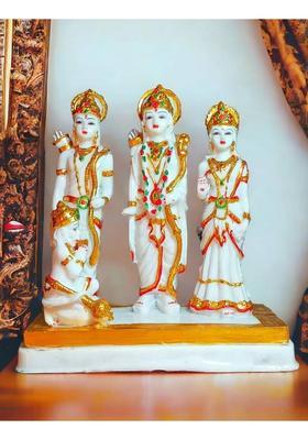 Hanu Creations Ramdarbar Murti (Shree Ram Ji Sita Laxman Hanuman) In Marble Dust 21X10X24 Cm Decorative Showpiece - 24 Cm(Resin Multicolor)