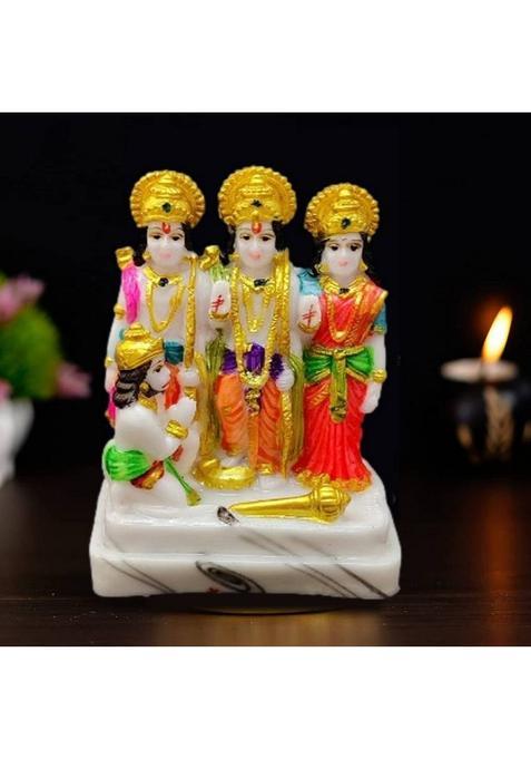 Navyaksh Ram Darbar Statue/ Ram Sita Hanuman Marble DustRam Darbar Statue Ram Darbar Decorative Showpiece - 15 Cm(Marble Multicolor)