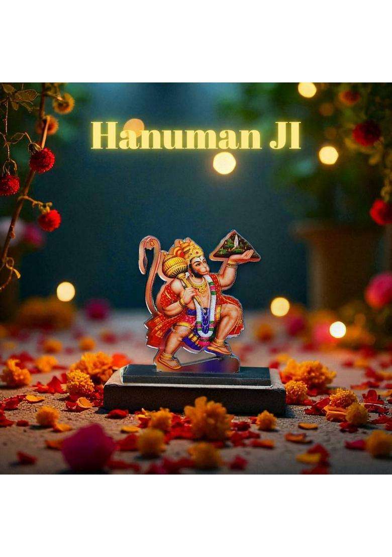 Sbbco Divine Magnet Wooden Hanuman Ji Idol Decorative Showpiece - 8 Cm(Wood Multicolor) - Indya