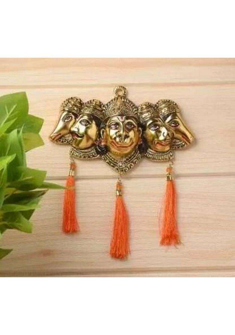 Shiv Tarak Creations Panchmukhi Hanuman Ji Murti For Door Entrance Statue Wall Hanging Decorative Showpiece - 5 Cm(Metal Multicolor) - Indya