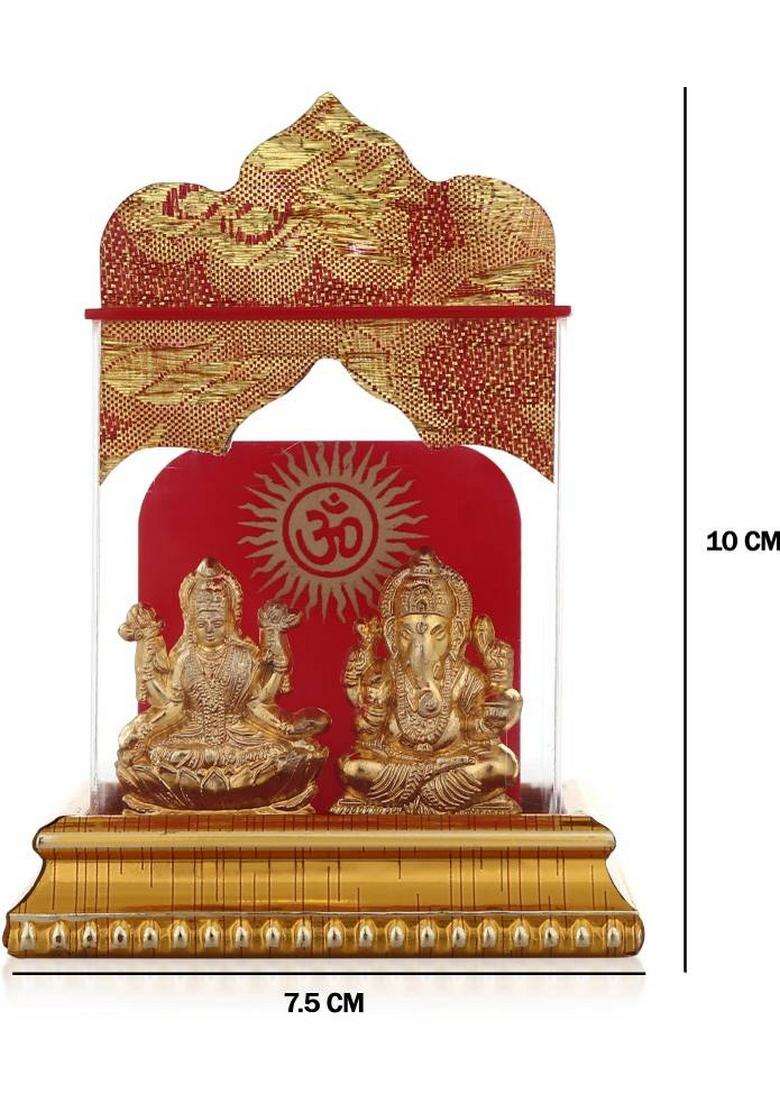 Awesome Craft Golden Lord Ganesh & Maa Lakshmi Acrylic Idol Car Dashboard Office Tabel Decorative Showpiece - 10 Cm(Ceramic Gold) - Indya