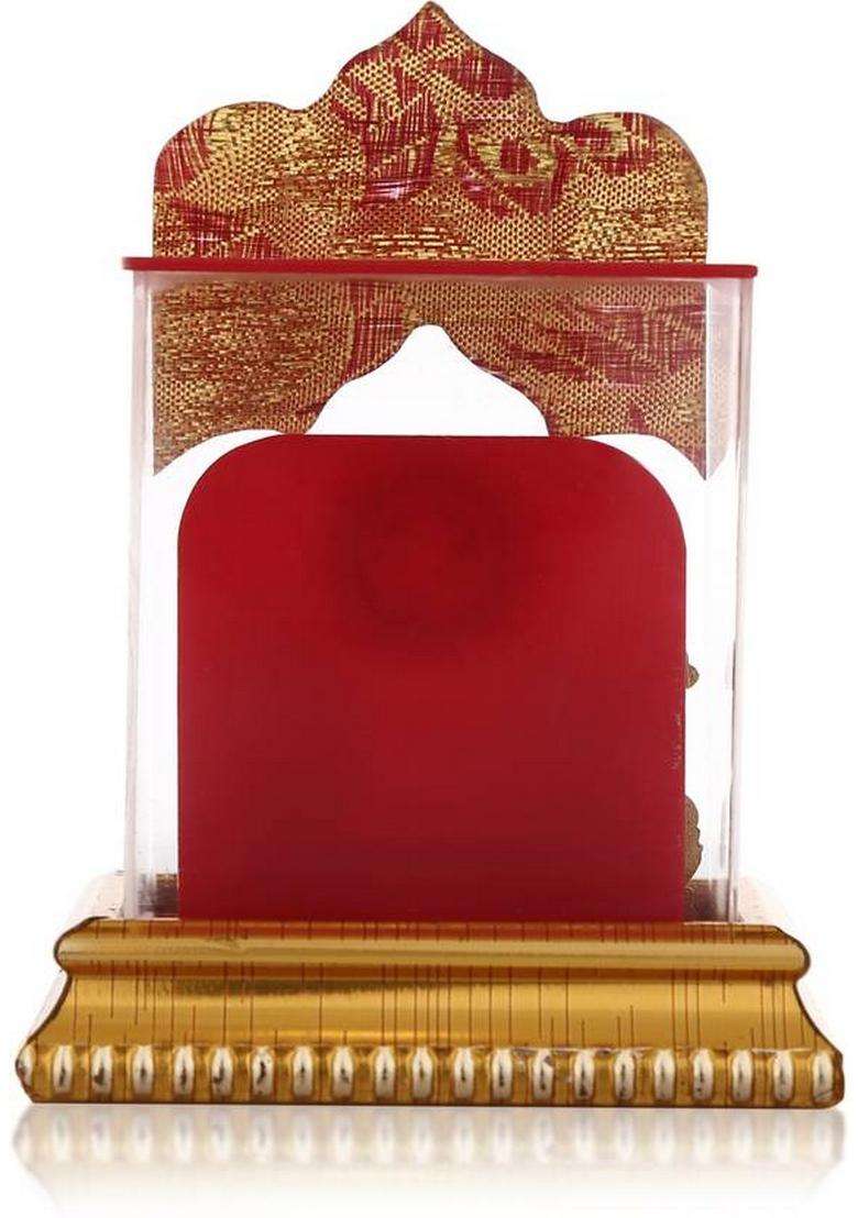 Awesome Craft Golden Lord Ganesh & Maa Lakshmi Acrylic Idol Car Dashboard Office Tabel Decorative Showpiece - 10 Cm(Ceramic Gold) - Indya