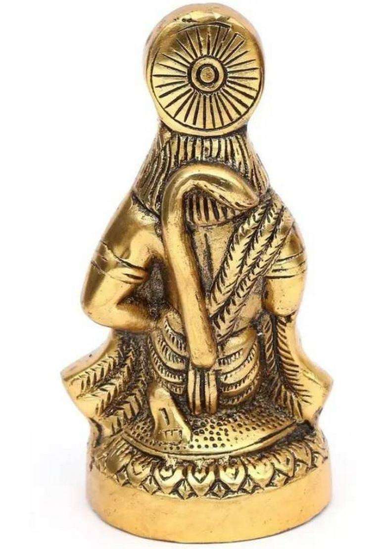 Daridra Bhanjan Hanuman Ji Sankat Mochan Bajrangbali Idol Hanuman Ji Ki Murti Hanuman Idol Decorative Showpiece - 16 Cm(Metal Gold) - Indya