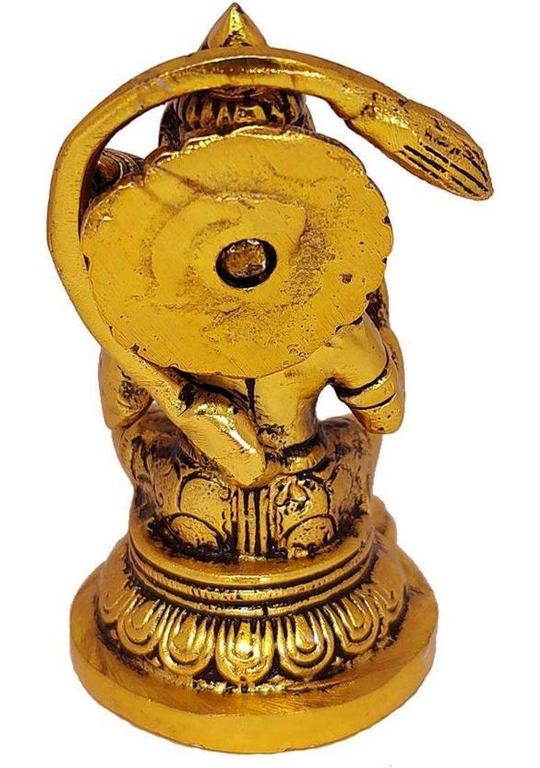 Kridaykraft Hanuman Ji Metal StatueBajrangbali Murti For PoojaReligious Idol Gift Table Decorative Showpiece - 10 Cm(Metal Gold) - Indya