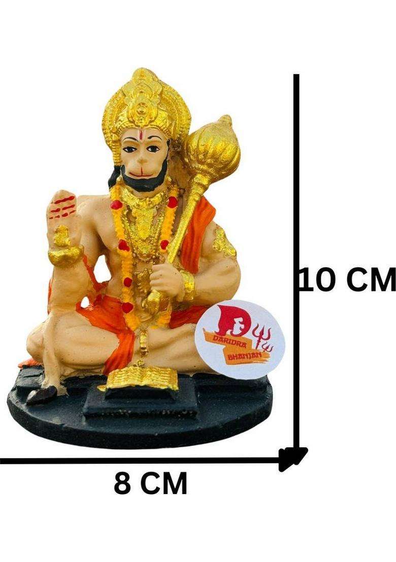 Daridra Bhanjan Hanuman Ji Murti/Bajrangbali Murti Gift Article Hanuman Ji Idol Home Decor Decorative Showpiece - 10 Cm(Resin Multicolor) - Indya