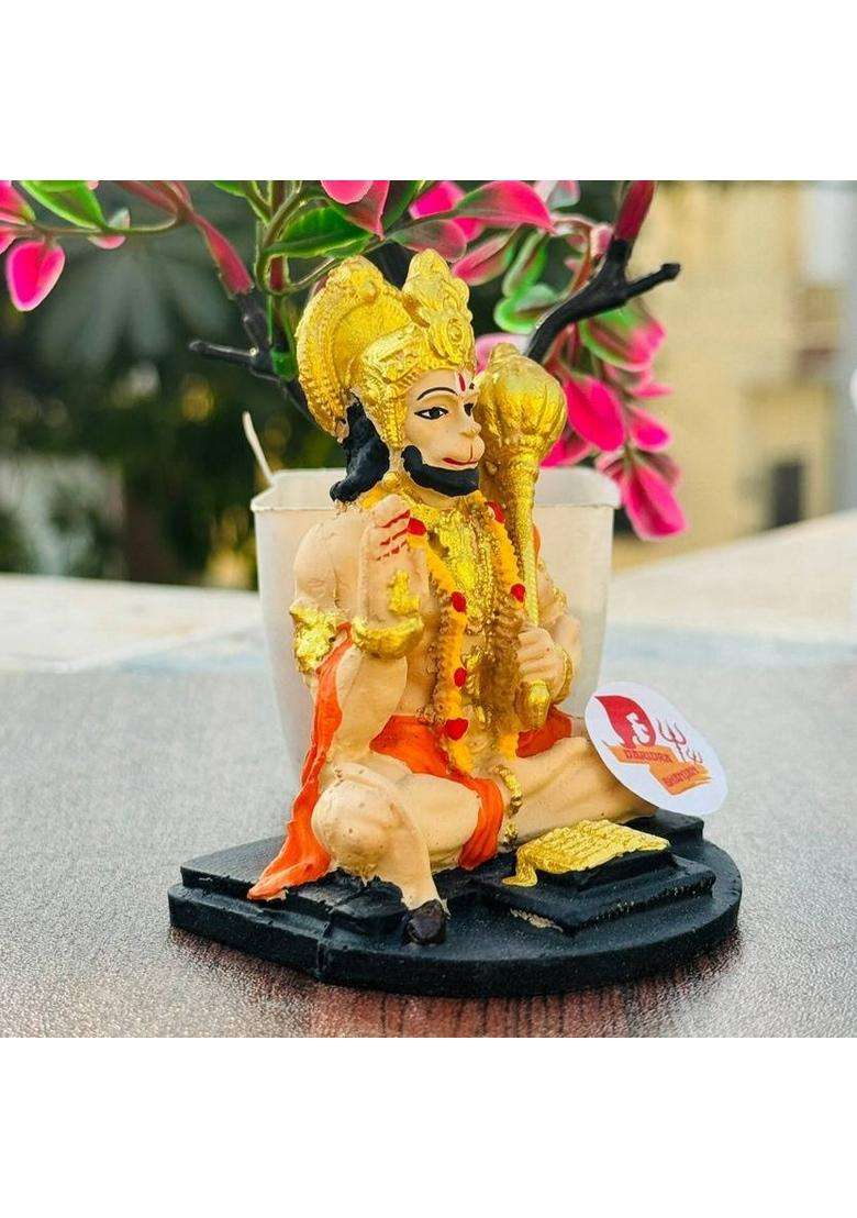 Daridra Bhanjan Hanuman Ji Murti/Bajrangbali Murti Gift Article Hanuman Ji Idol Home Decor Decorative Showpiece - 10 Cm(Resin Multicolor) - Indya