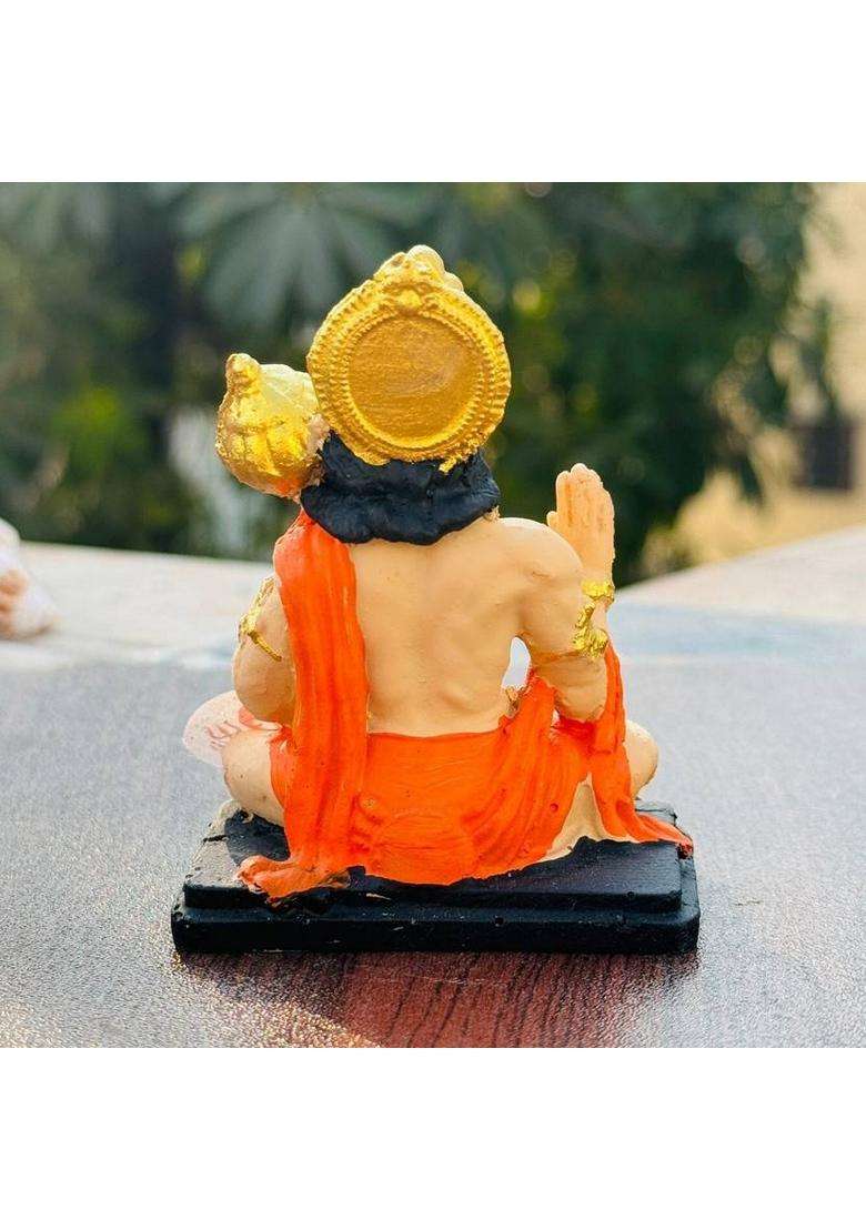Daridra Bhanjan Hanuman Ji Murti/Bajrangbali Murti Gift Article Hanuman Ji Idol Home Decor Decorative Showpiece - 10 Cm(Resin Multicolor) - Indya