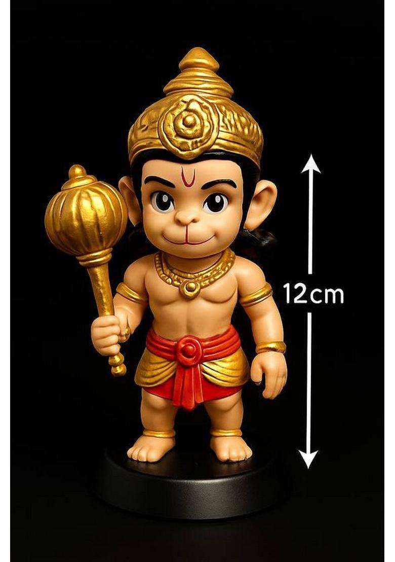Nikuara Hanuman Ji Idol Decorative Showpiece - 12 Cm(Plastic Gold) - Indya