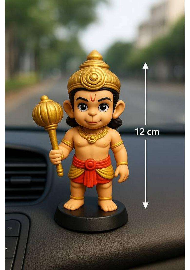 Nikuara Hanuman Ji Idol Decorative Showpiece - 12 Cm(Plastic Gold) - Indya