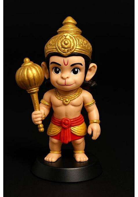 Nikuara Hanuman Ji Idol Decorative Showpiece - 12 Cm(Plastic Gold)