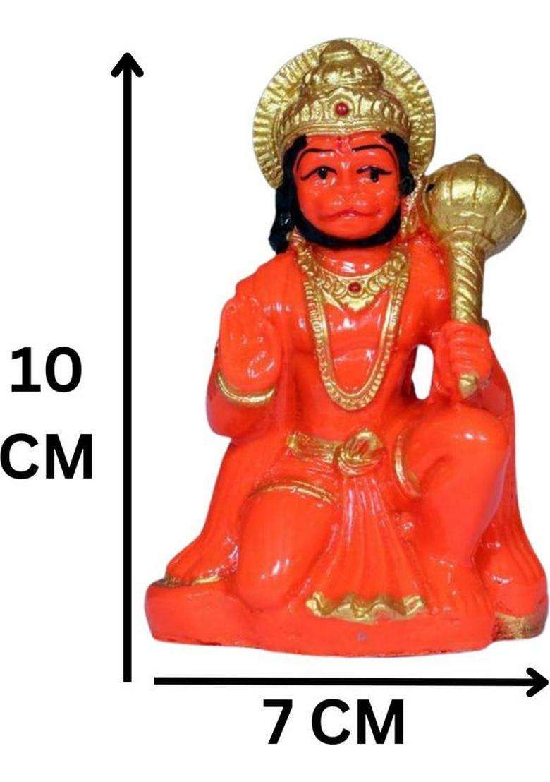 Sanskaari Lord Hanuman Ji Murti For Home DecorIdols For HomeDecoration Items For Car Decorative Showpiece - 10 Cm(Resin Orange) - Indya