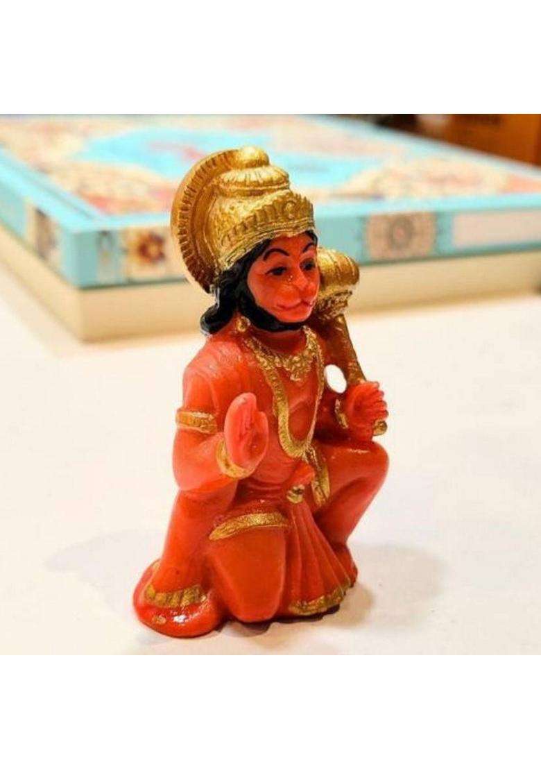 Sanskaari Lord Hanuman Ji Murti For Home DecorIdols For HomeDecoration Items For Car Decorative Showpiece - 10 Cm(Resin Orange) - Indya
