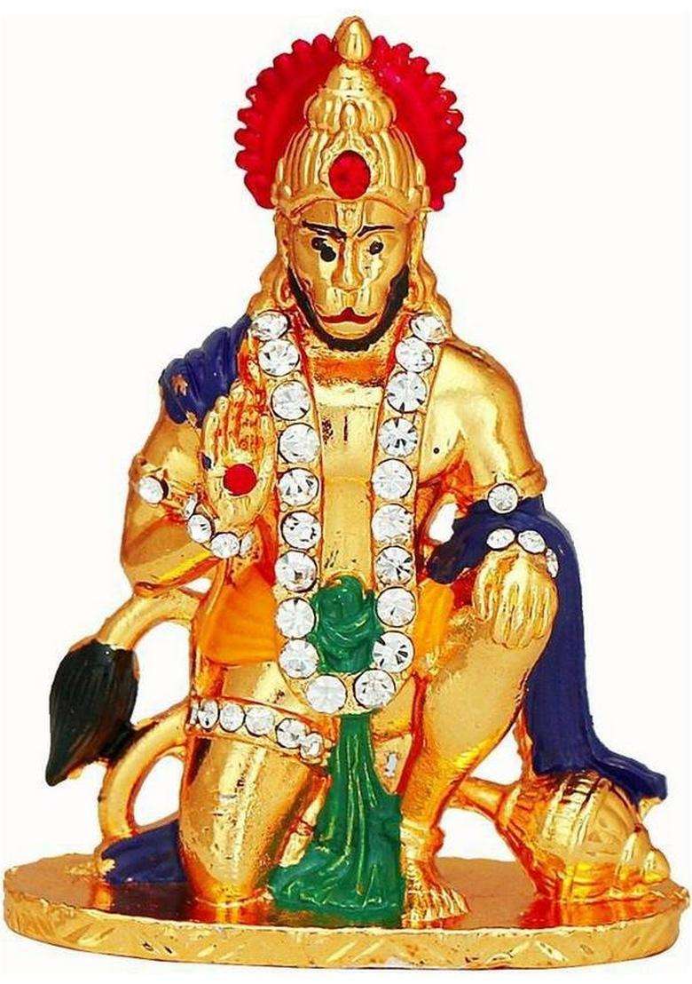 Aa Hanuman Ji 1 Hanuman Ji Decorative Showpiece - 8 Cm(Brass Gold) - Indya