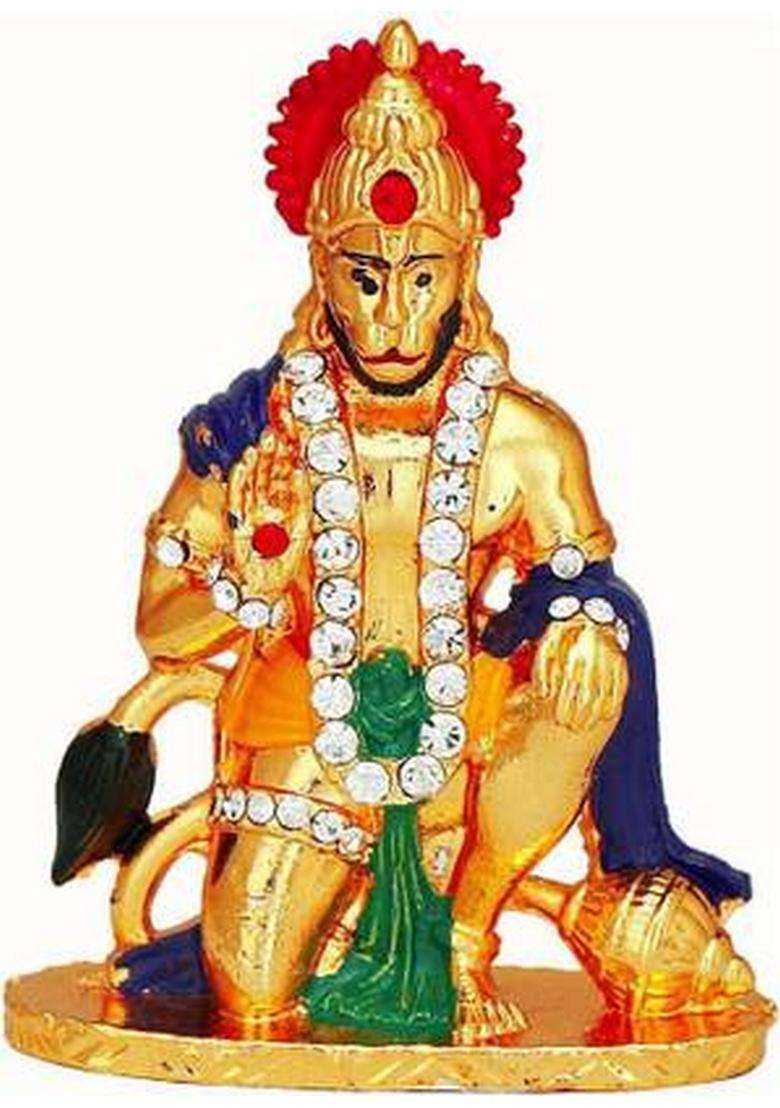 Aa Hanuman Ji 1 Hanuman Ji Decorative Showpiece - 8 Cm(Brass Gold) - Indya