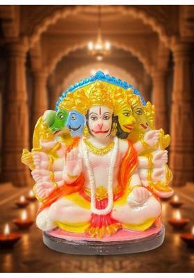 Radha Rani Enterprise Panchmukhi Hanuman Ji Idol Multicolour Decorative Showpiece - 15 Cm(Polyresin Marble Multicolor)