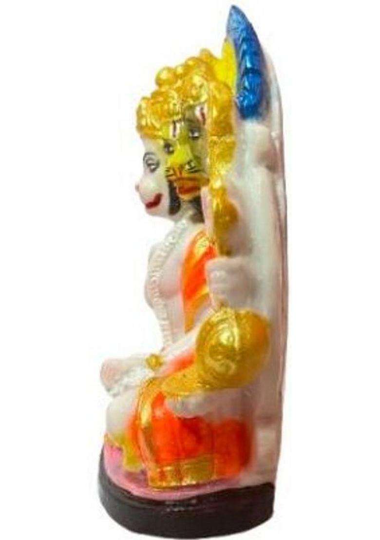 Radha Rani Enterprise Panchmukhi Hanuman Ji Idol Multicolour Decorative Showpiece - 15 Cm(Polyresin Marble Multicolor) - Indya