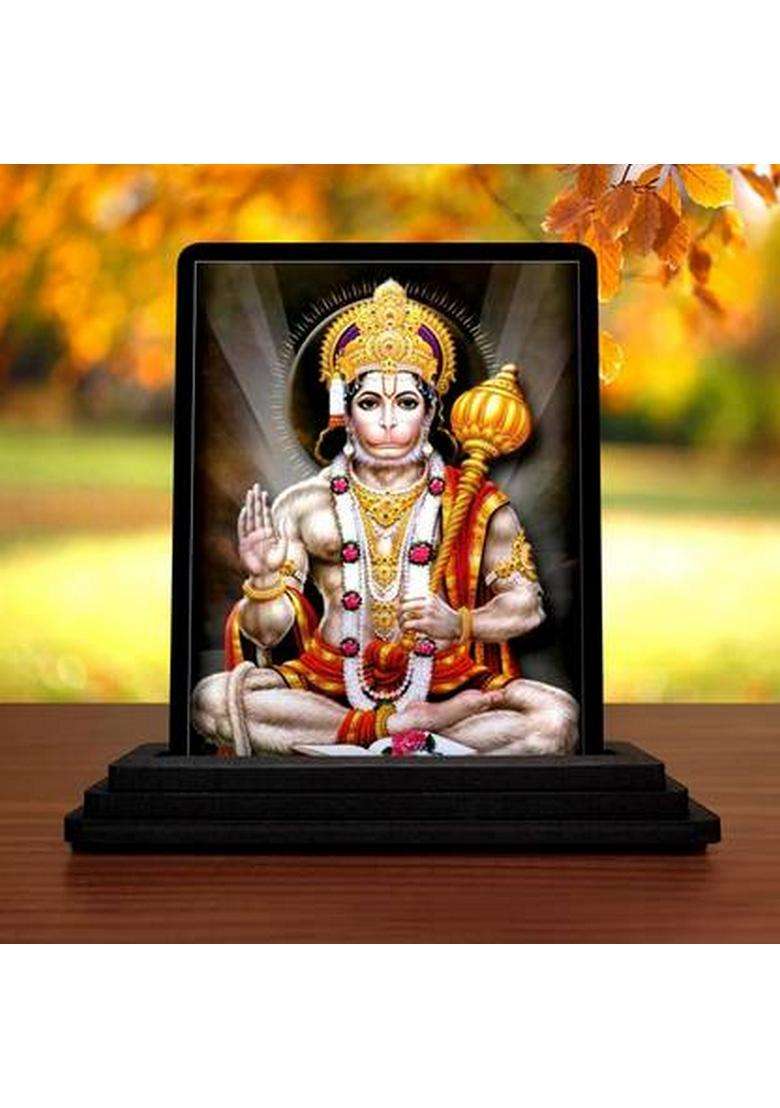 Kaynka Hanuman Ji Car Dashboard Showpiece Decorative Showpiece - 10 Cm(Wood Multicolor) - Indya