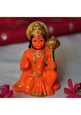 Elitetouch Lord Hanuman Ji Idol Statue Hanuman Idol Bajrangbali Ki Murti Statue Decorative Showpiece - 10 Cm(Resin Orange)