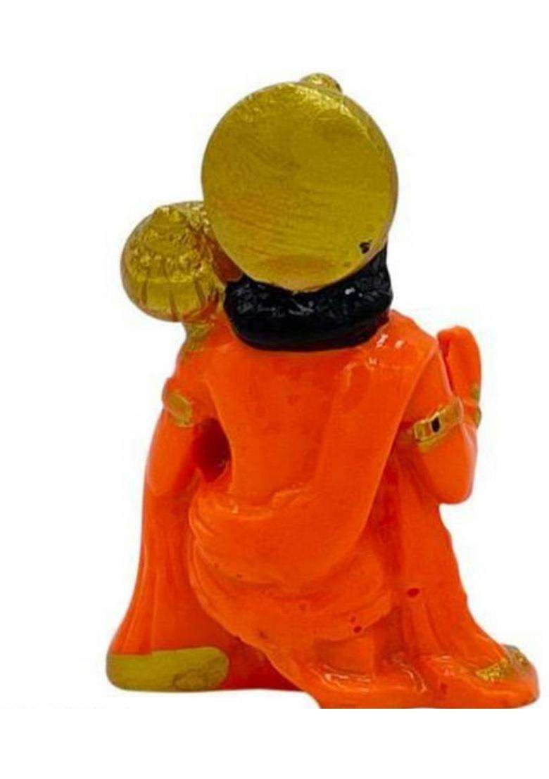 Elitetouch Lord Hanuman Ji Idol Statue Hanuman Idol Bajrangbali Ki Murti Statue Decorative Showpiece - 10 Cm(Resin Orange) - Indya