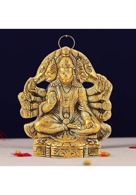 Noktus Panchmukhi Hanuman Idol /Wall Hanging For Main Door Protection Home Office Vastu Decorative Showpiece - 12 Cm(Metal Gold)