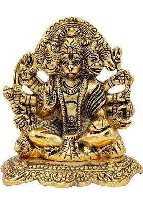 Sbbco Divine Magnet Metal Panchmukhi Hanuman Ji MurtiRam DarbarHanuman Ji Decorative Showpiece - 15 Cm(Metal Yellow)