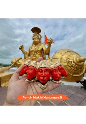 Archna Handicraft Panchmukhi Hanuman Ji Decorative Showpiece - 10 Cm(Polyresin Orange)