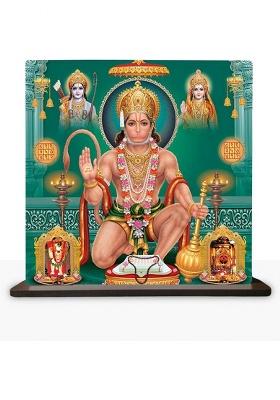 Decocru Lord Hanuman Photo Frame (5.6 X 5.6 Inch) Decorative Showpiece - 14.5 Cm(Wood Multicolor)