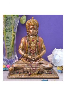 Shri Balaji Craft Bronze Decorative Book Reading Hanuman Ji Murti Showpiece (Brown Standard) Decorative Showpiece - 20 Cm(Resin Bronze Multicolor)