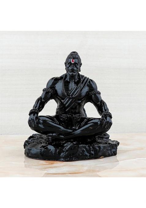Avenew Meditating Hanuman Ji Murti - Bajrangbali Best Idol For Car And Home Decorative Showpiece - 9.7 Cm(Resin Black)