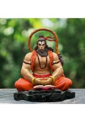 Value Crafts Hanuman Ji Statue Sitting In Metal Hanuman Ji Idol Bajrangbali Murti Gift Decorative Showpiece - 21.300000000000004 Cm(Resin Multicolor)