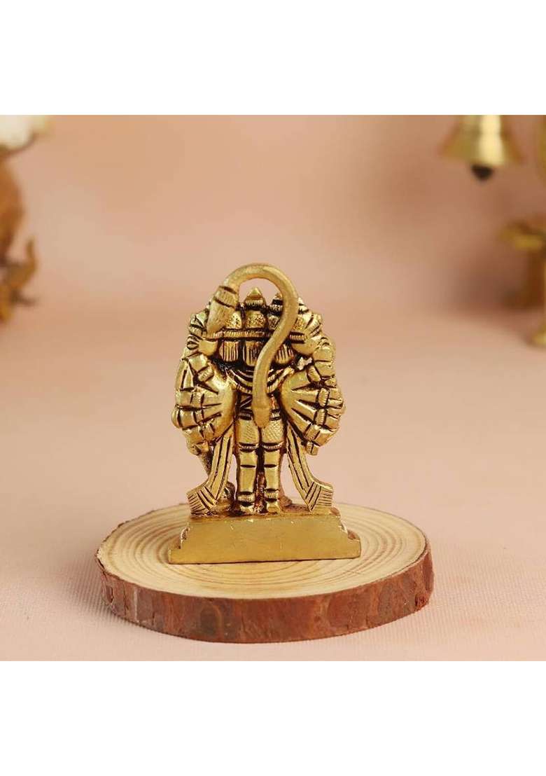 The Spiritual Living Brass Panchmukhi Hanuman Idol Panch Mukhi Hanuman Ji For Car Dashboard Vastu Decorative Showpiece - 6.35 Cm(Brass Gold) - Indya