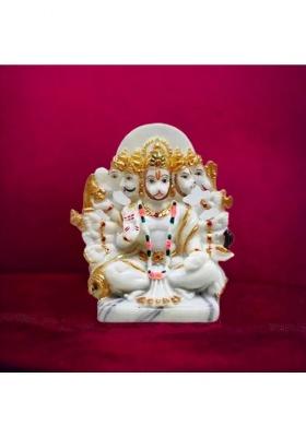 Ms Villa Ms Villa Panchmukhi Hanuman Ji Murti Statue For Home Decor 15.2(White) Decorative Showpiece - 15 Cm(Resin White)
