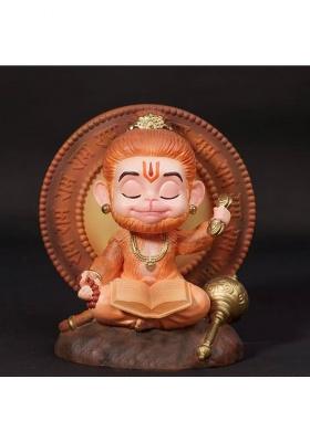 Sss Meditating Bal Hanuman Book Reading Hanuman Ji Statue Idol For Car Dashboard Decorative Showpiece - 10 Cm(Resin Multicolor)