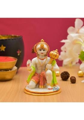 Craftnlove Resin Hanuman Ji/ Bajrangbali Ji Statue For Home Temple Car Dashboard Dcor-17 Decorative Showpiece - 10 Cm(Resin Multicolor)