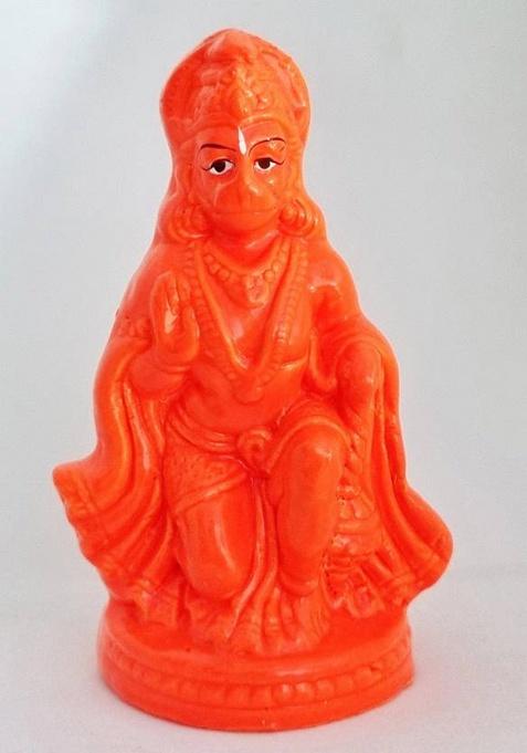 Divine Bazaar Hanuman Ji Ki Murti In Blessingposture With Gada Decorative Showpiece - 11.43 Cm(Clay Orange)