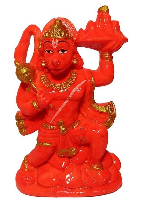 Ozosa Spiritual Hanuman Ji Statue/Idol For Home Office Temple Decorative Showpiece - 12 Cm(Marble Orange)