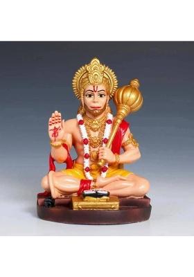 Purzari Hanuman Ji Murti For Car Dashboard Idol For Home Pooja With Hanuman Chalisa Decorative Showpiece - 10 Cm(Resin Multicolor)