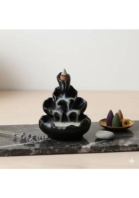 Miss Peach Religious Idols Of Lord Shiva Smoke Backflow Incense Burner With 10 Free Cone In Sticks For Home Decor Burner For Car DCor Gifts Waterfall FountainStatue For Car Figurines Decorative Showpiece - 11 Cm(Polyresin Black)