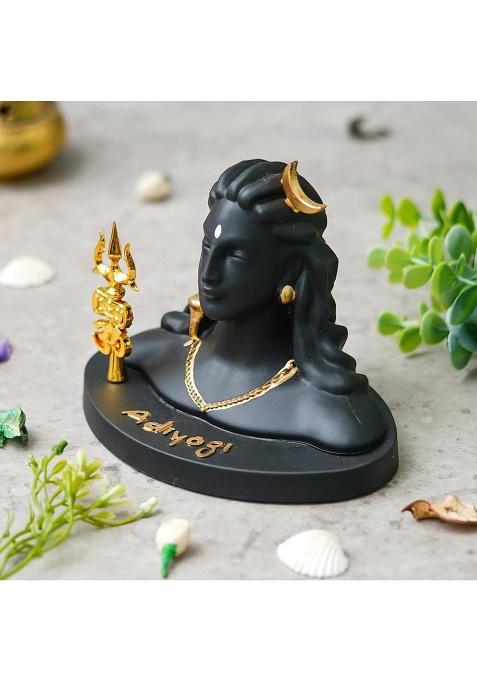 Webelkart Adiyogi Shiva Statue With Trishul For Home/Office Decor -Adiyogi Decorative Showpiece - 5 Cm(Resin Black Gold)